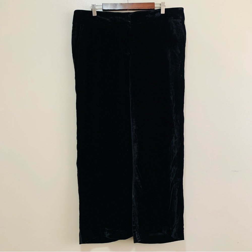 Talbots Black Velvet Dress pants , straight wide leg size 14 petite